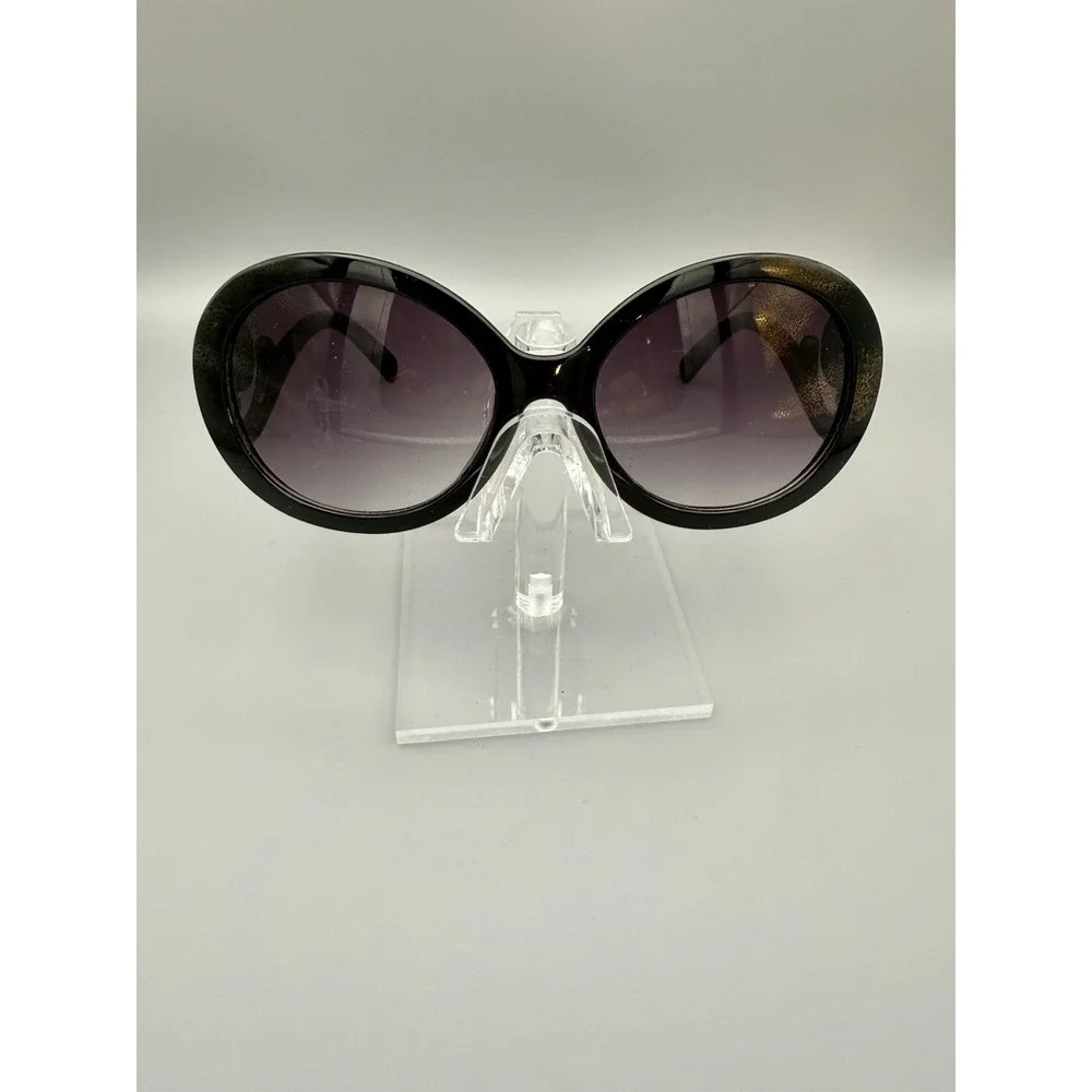 Super OVERSIZED XXL Very Large Round Black Baroque Designer Sunglasses-Jackie-O